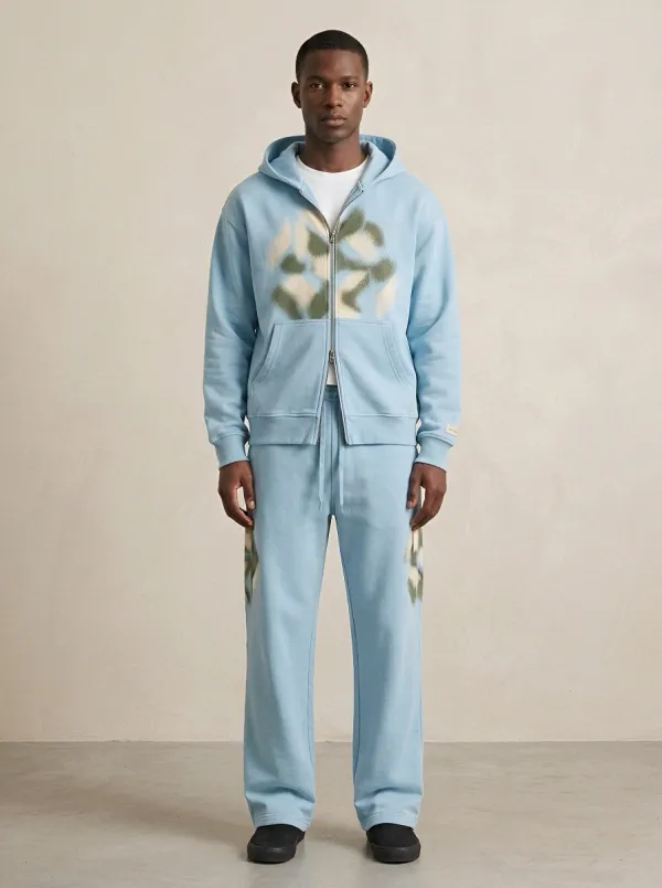 Men's Streetwear Abstract Camo Spray Printed Hooded Tracksuit