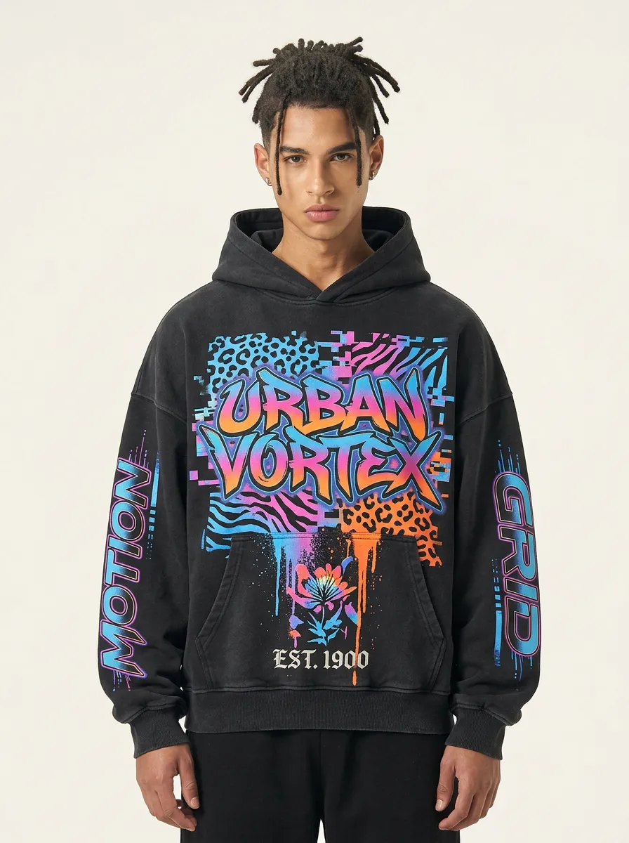 Unisex Contemporary Streetwear Graffiti Animal-Graphic Hoodie