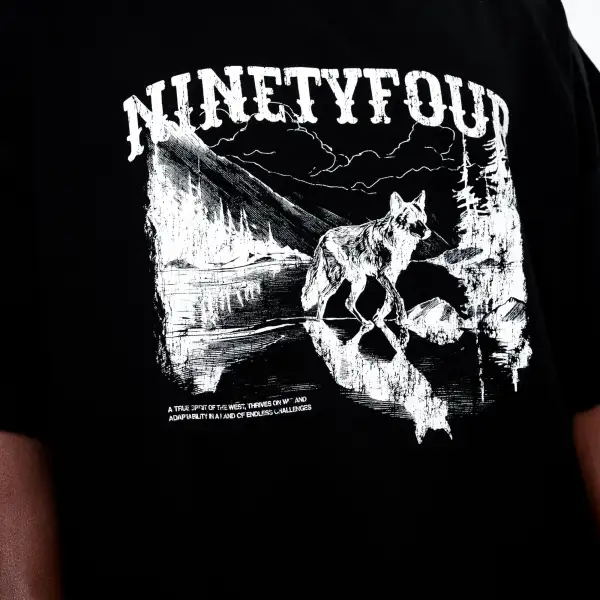Boxy Fit Wolf Graphic T-Shirt