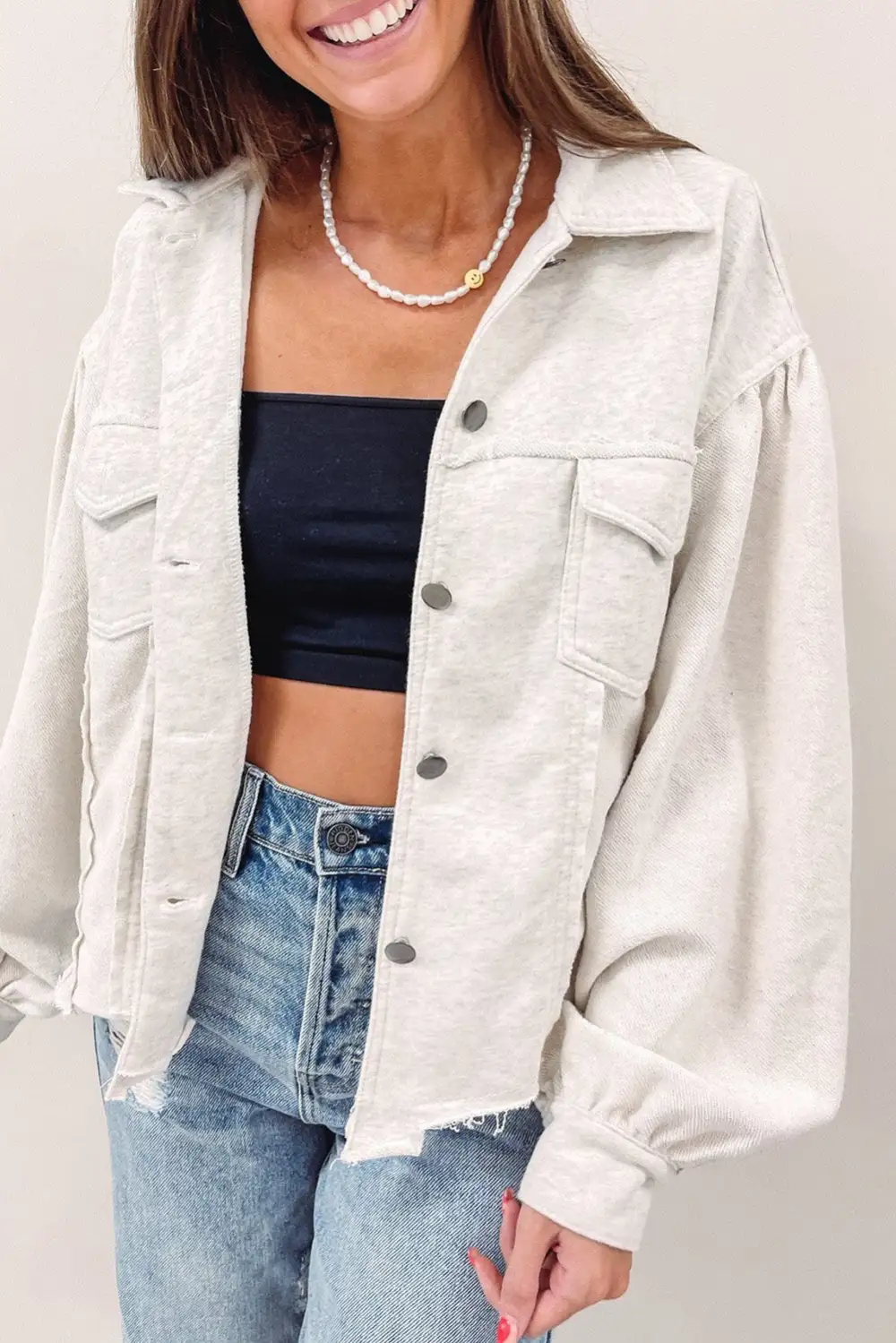 Pocket Flap Pocket Button Front Jacket