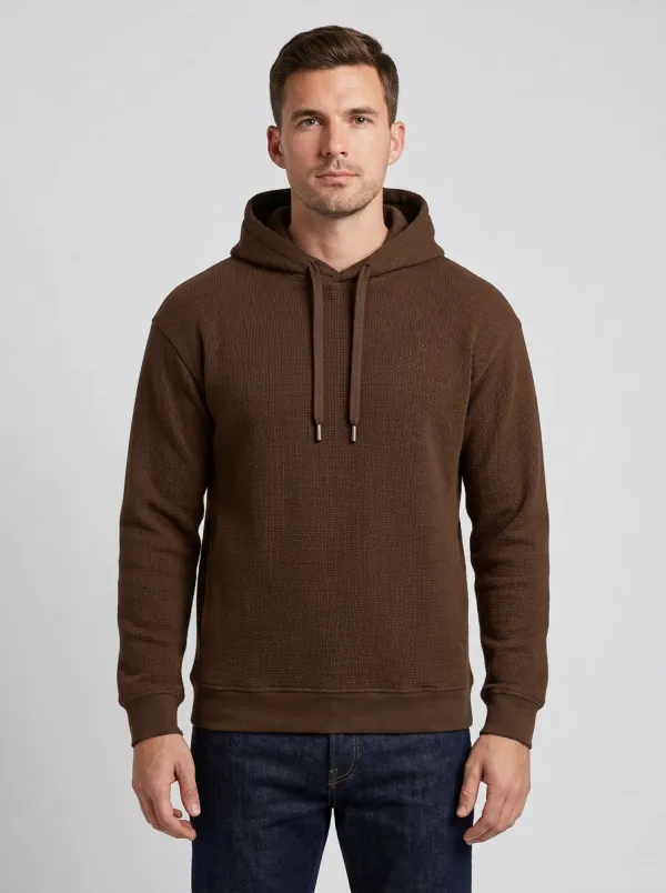 Men's Detail Graphic Waffle-Knit Pullover Hoodie