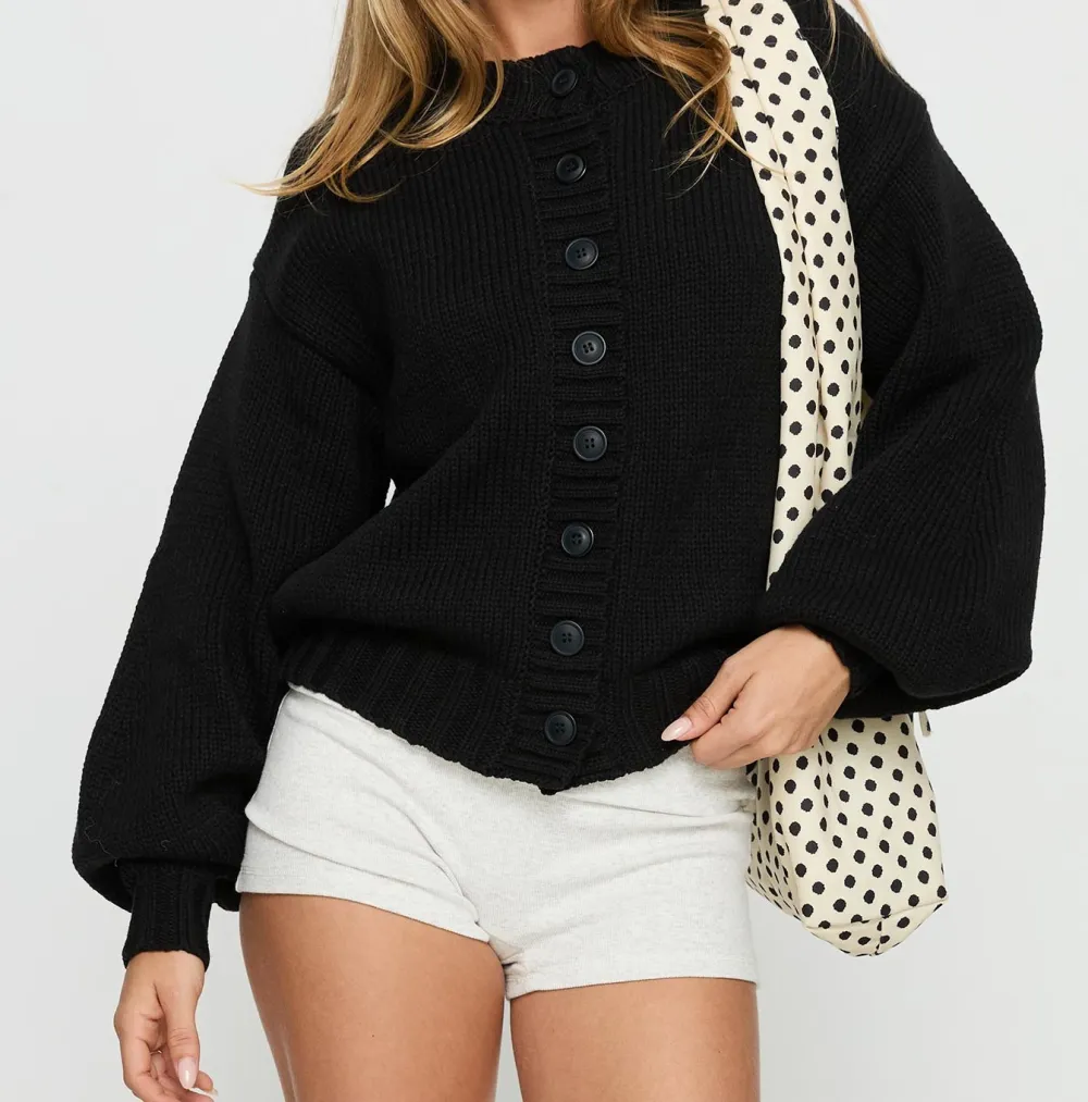 Black Ribbed Knit Cardigan