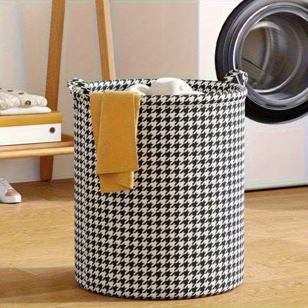 Houndstooth Pattern Collapsible Laundry Hamper