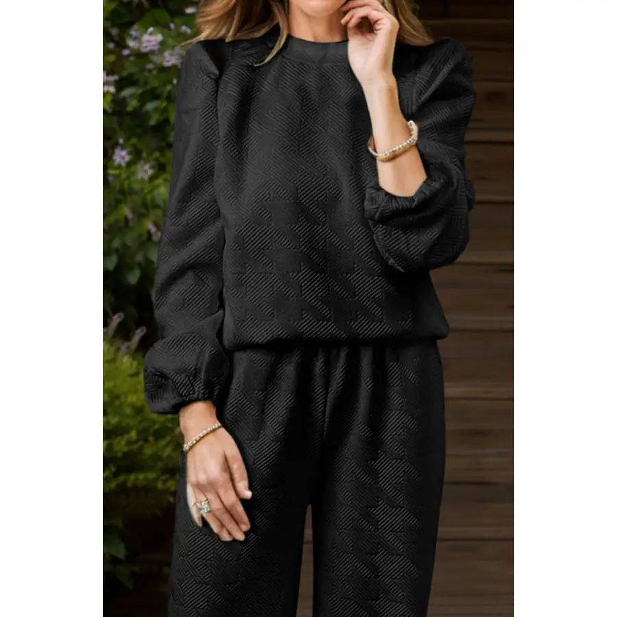 Sleeveless Round Neck Long Sleeve Top and Pants Set