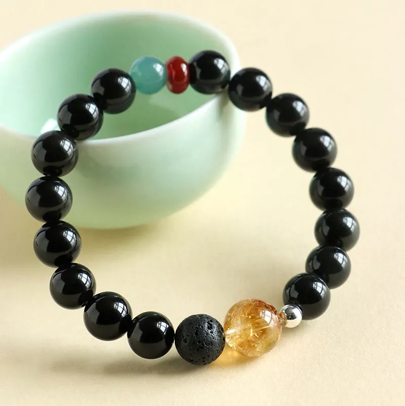 Natural Obsidian Beads Fulfillment Bracelet