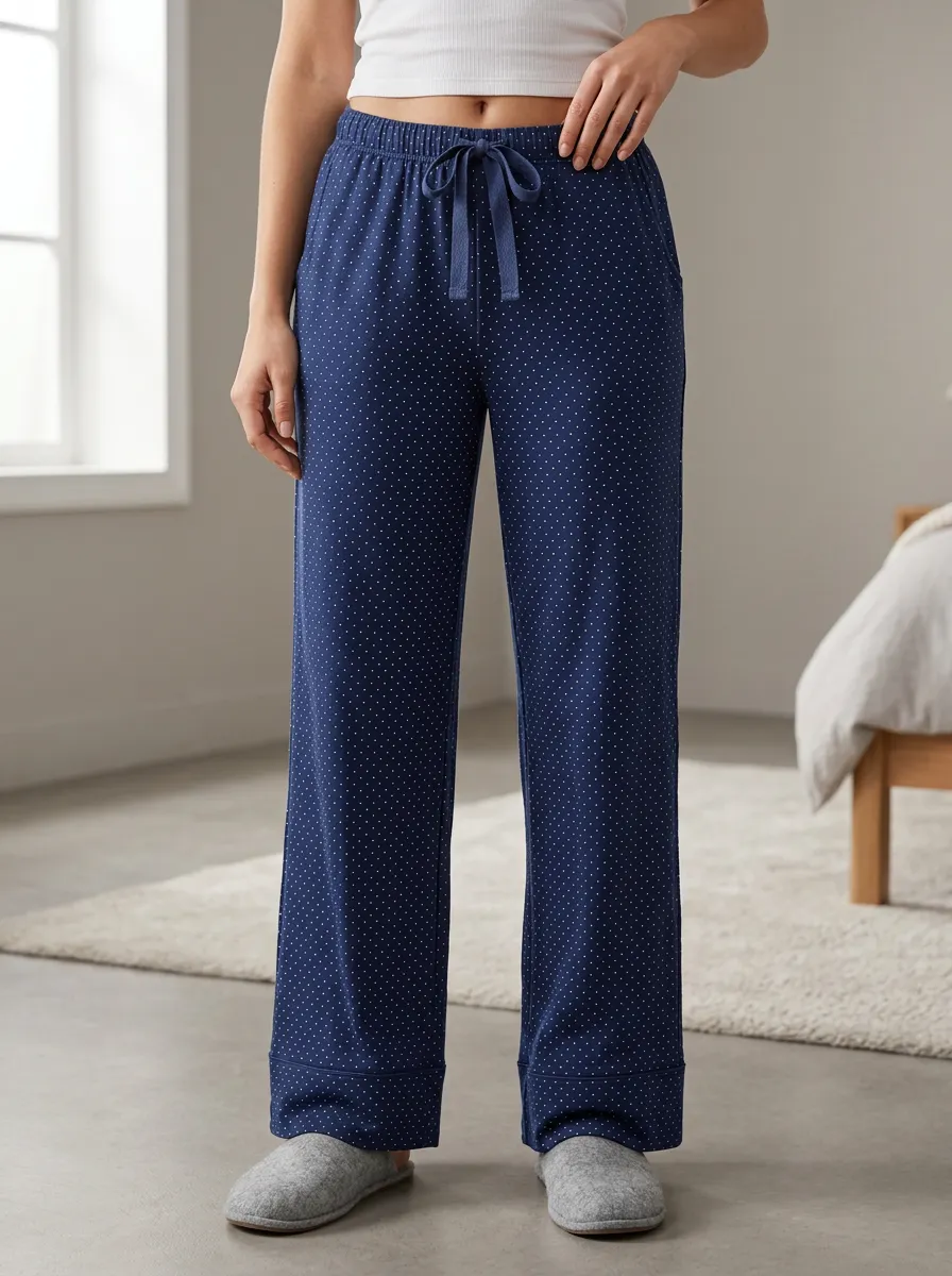Printed Dot Print Relaxed Pajama Pants