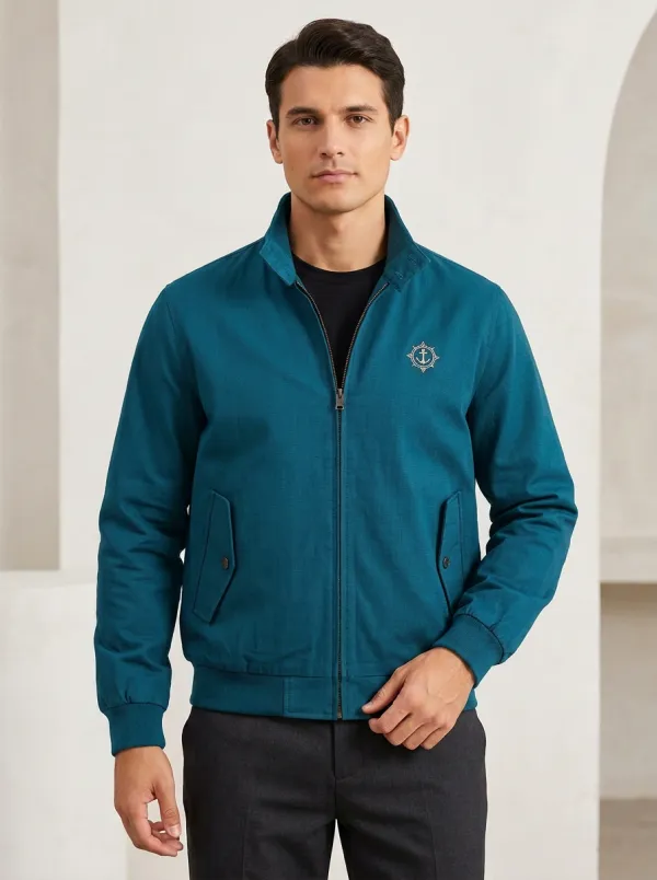 Men's Nautical Lover Anchor Compass Printed Zip-Up Jacket