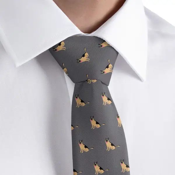 Refined Shepherd Dog Pattern Necktie