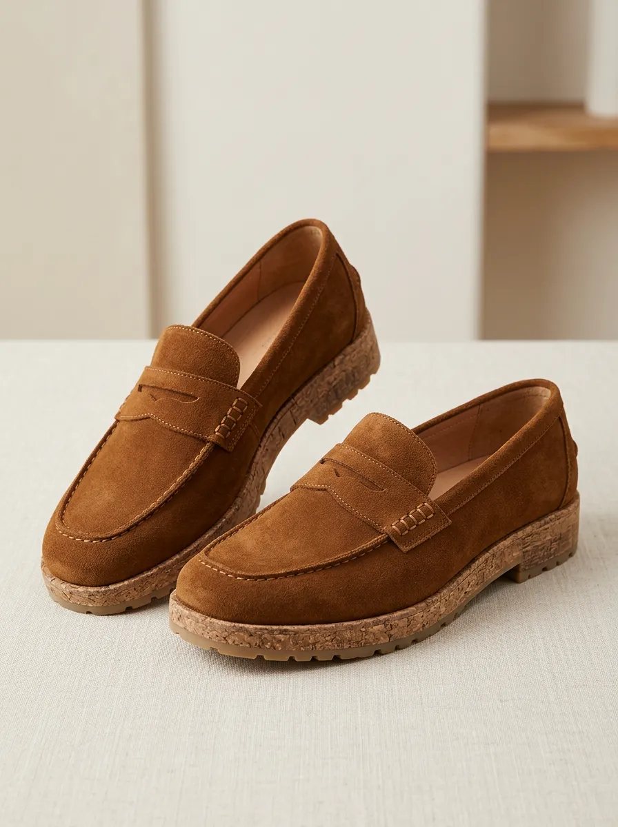 Women's Classic Penny Suede Wood Sole Loafers
