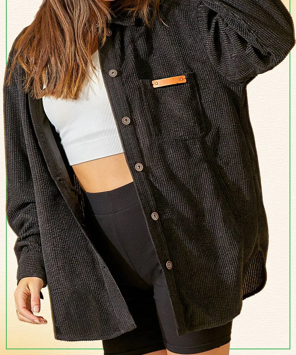 Black Corduroy Shacket