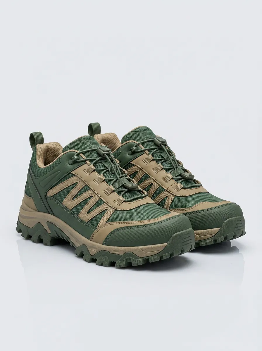 Men's Outdoor Hiking Tactical Green Khaki Printed Shoes