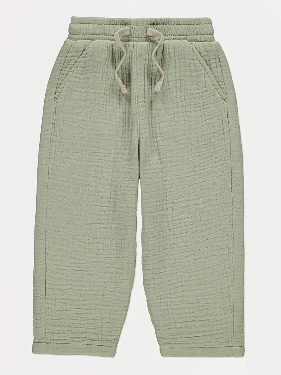 Khaki Cheesecloth Trousers