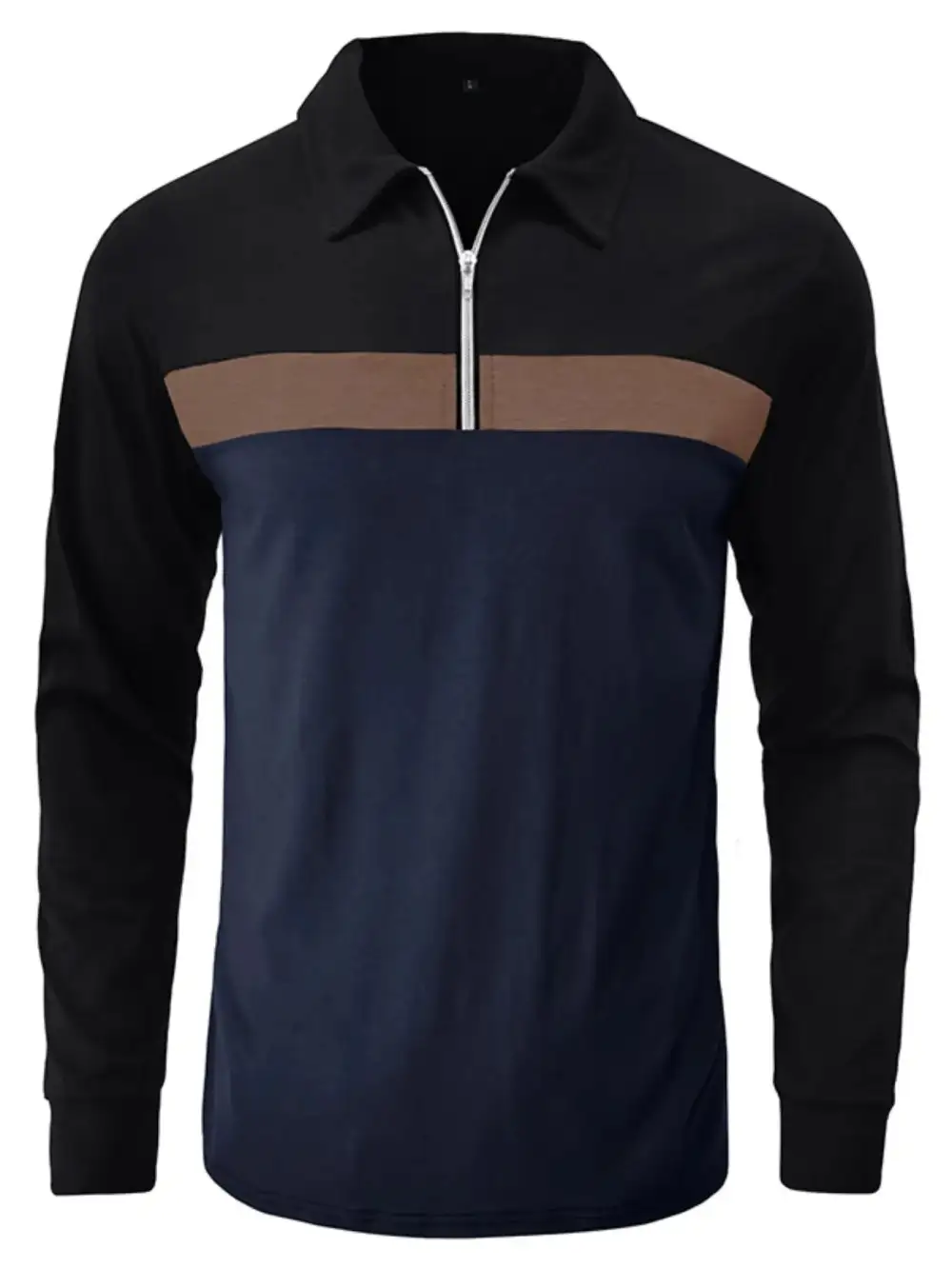 Textured Contrast Detail Collared Polo Shirt