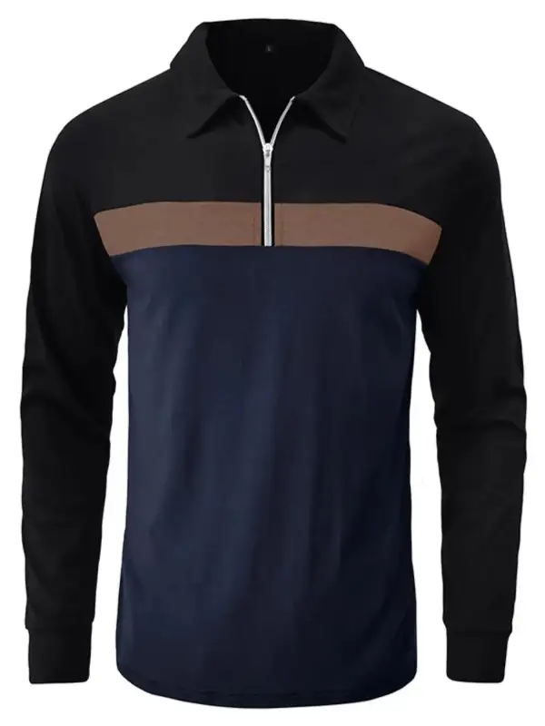 Textured Contrast Detail Collared Polo Shirt