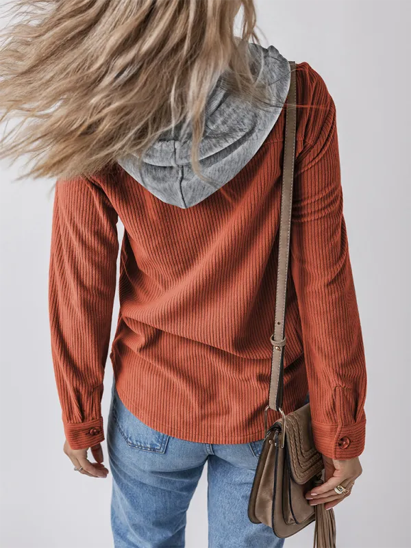 Buttoned Lapel Knit Pocketed Knit Jacket