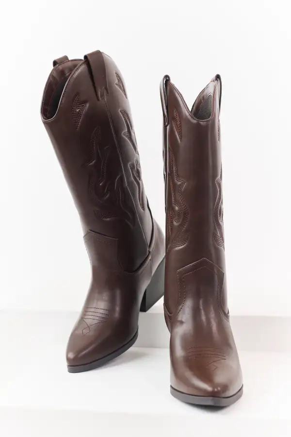 Chocolate Western Embroidered Cowboy Boots