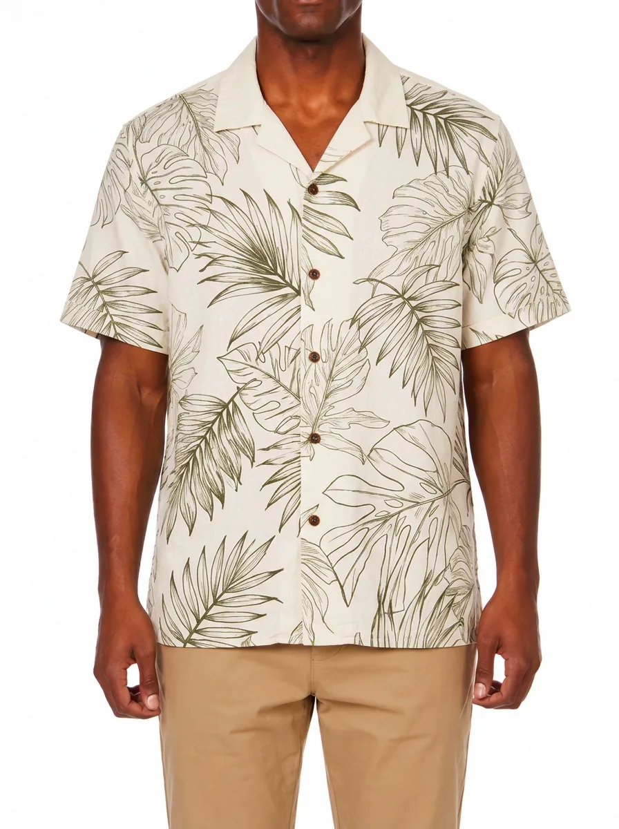 Men's Resort Tropical Summer Vacation Leaf Printed Shirt