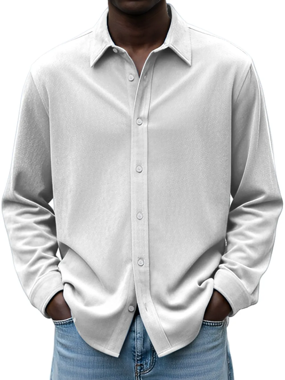 Suede Feel Open Collar Shirt