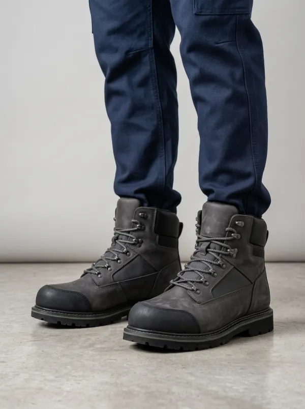 Men's Durable Look Waterproof Construction Graphic Detail Work Boots
