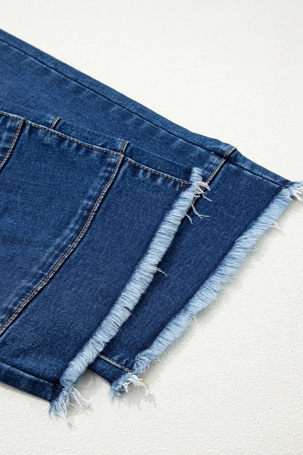 Blue Raw Hem Barrel Jeans