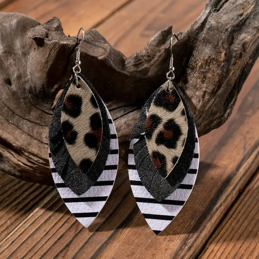 Pu Leather Drop Earrings