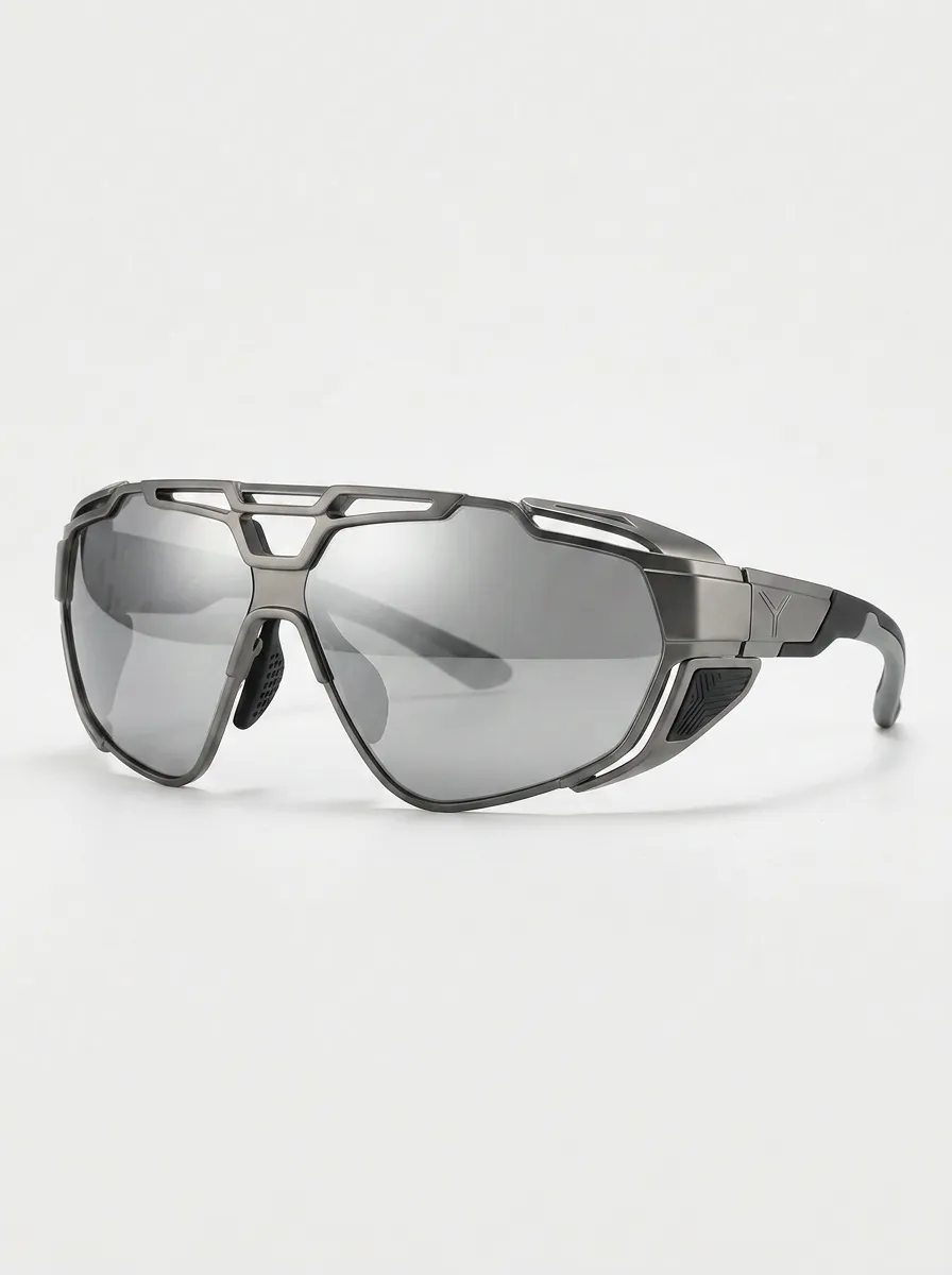 Men's Cyberpunk Sport Shield Mirrored Printed Sunglasses