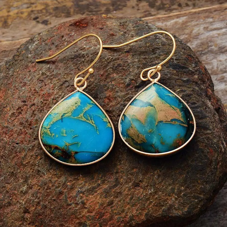 K Gold Plated Natural Stone Earrings