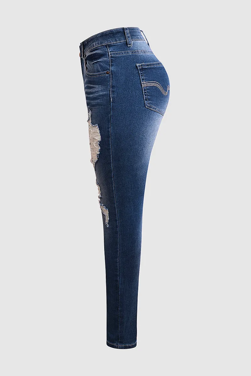Distressed Low Rise Skinny Jeans