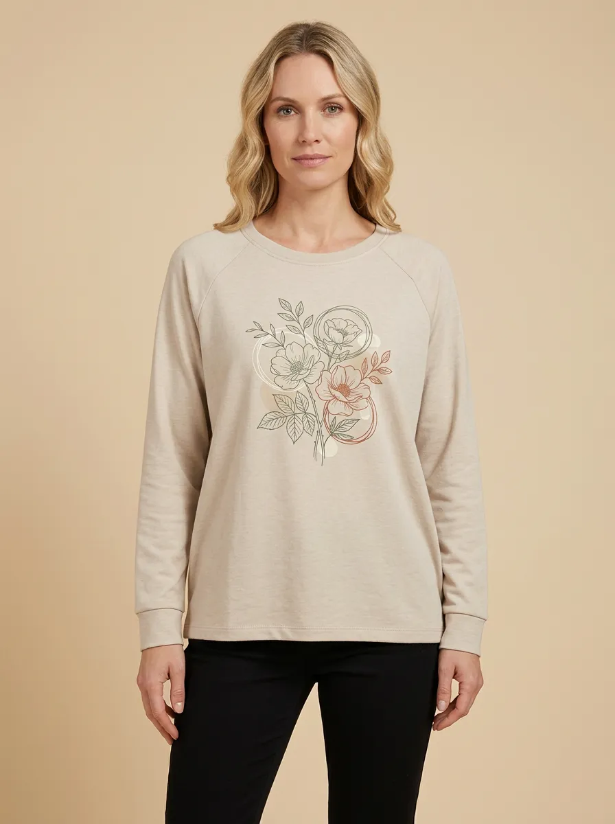 Women's Botanical Floral Graphic Raglan Sweatshirt