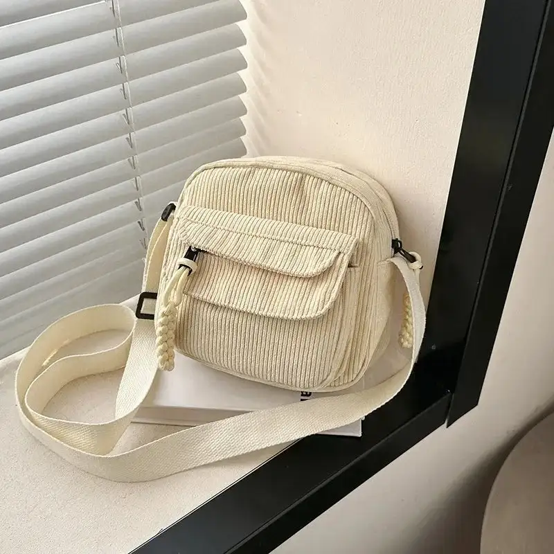 Striped Velvet Crossbody Bag Elegant Functional