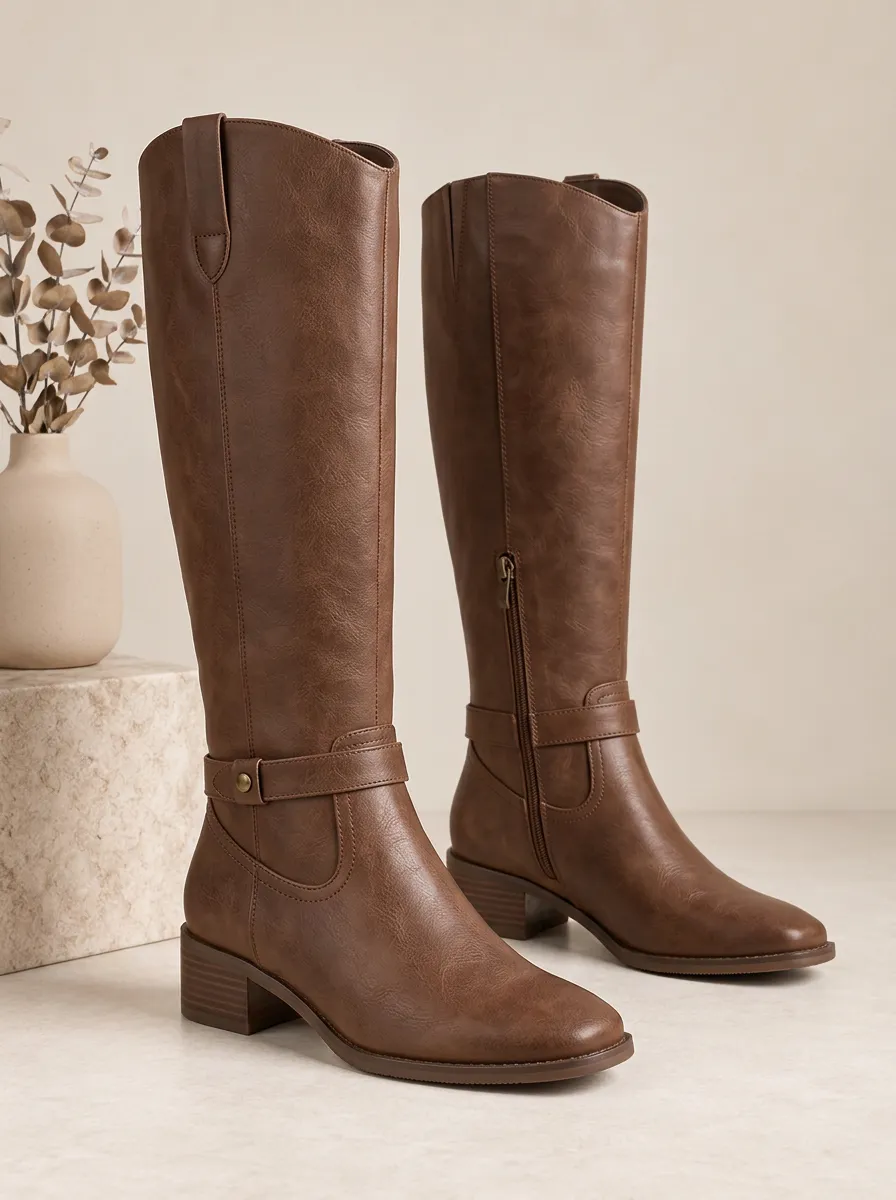 Women's Faux Leather Western Inspired Knee High Boots