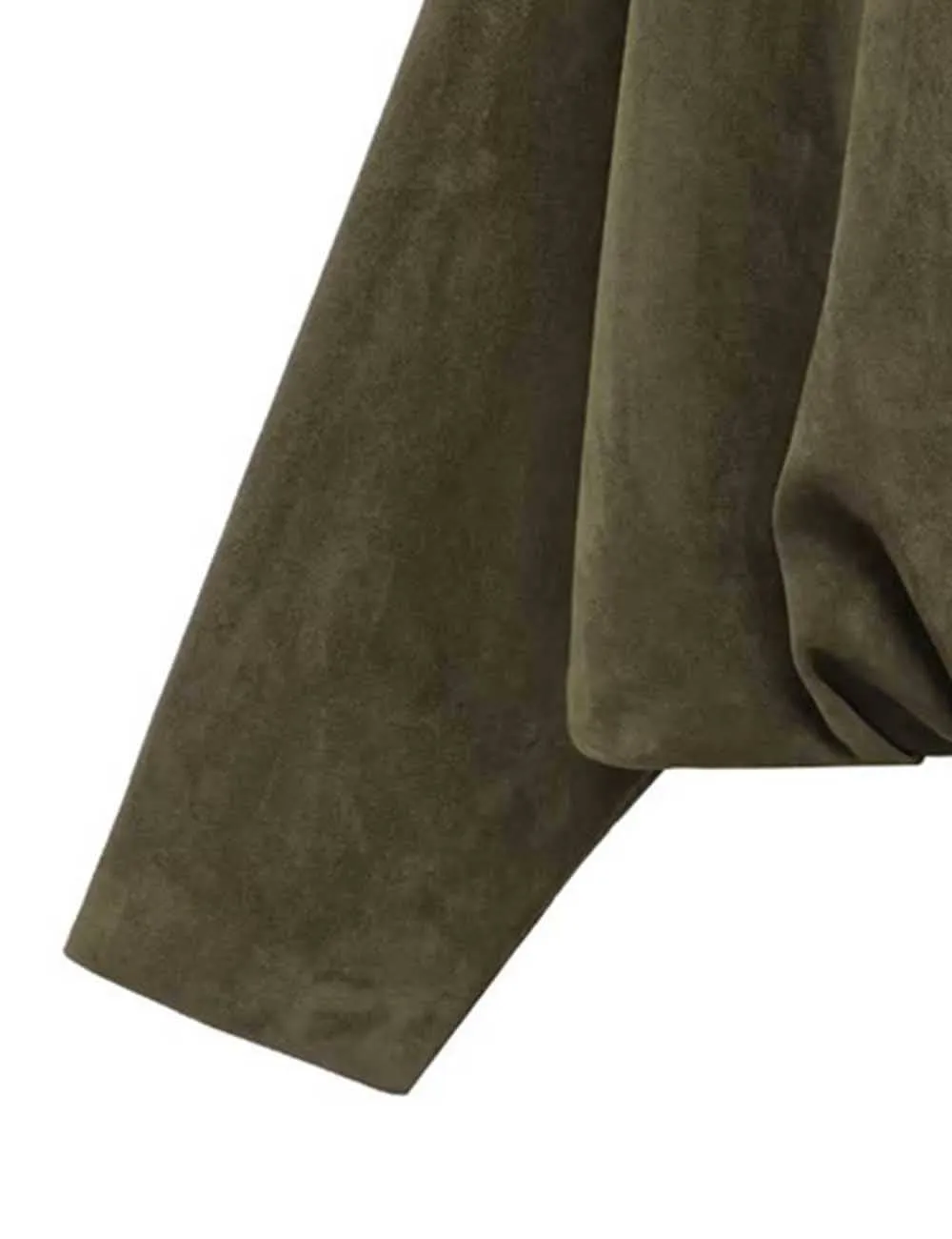 Faux Suede Zip-Up Bomber Jacket