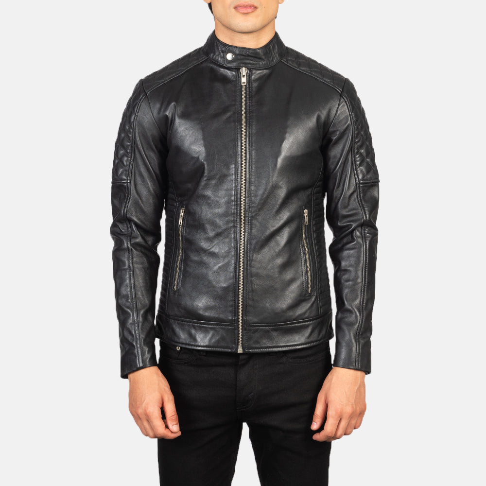 Men's Modern Biker Leather Quilted Jacket