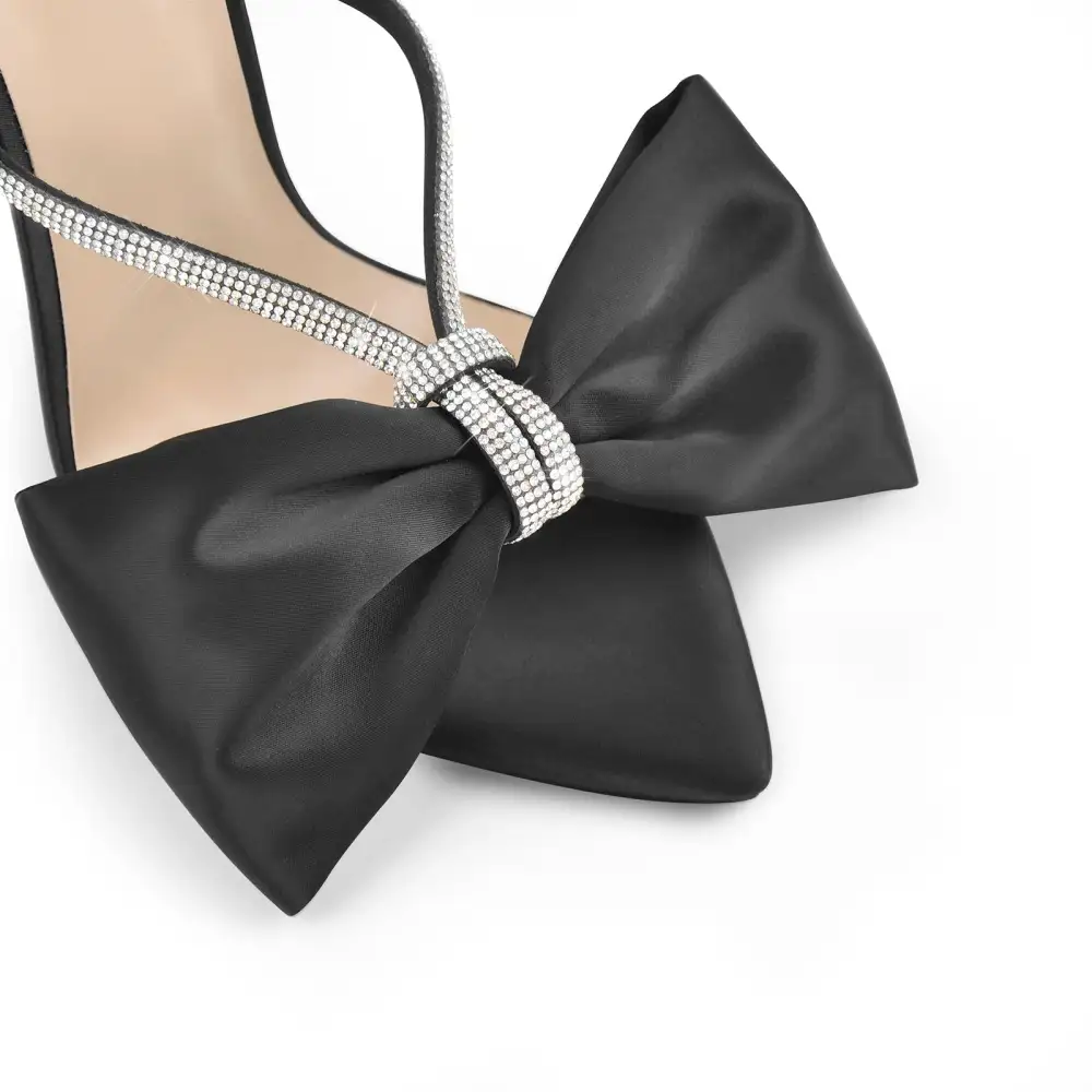 Pointed Toe Bow Rhinestone High Heel Sandals