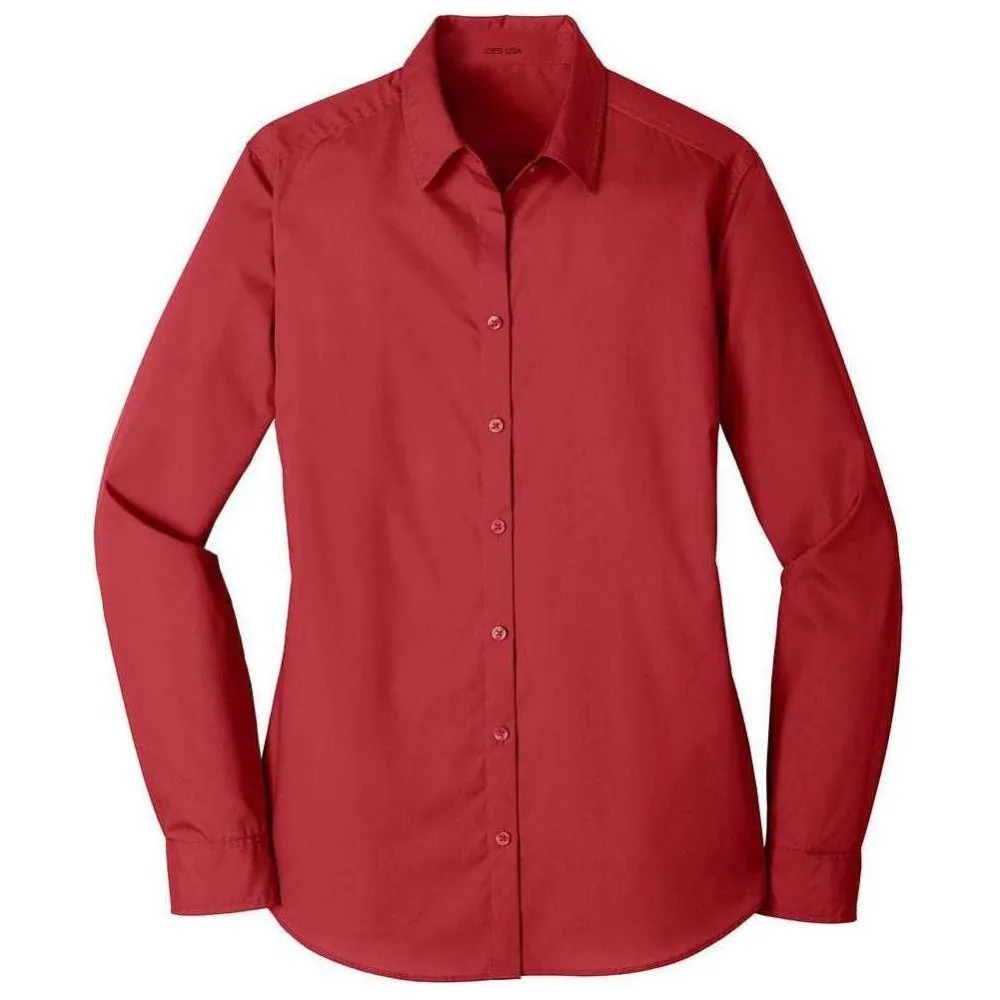 Women's Long-Sleeve Lightweight Cotton-Blend Poplin Shirt