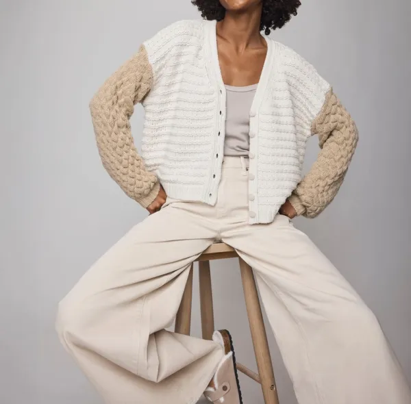 Structured Draped Bobble Cardigan