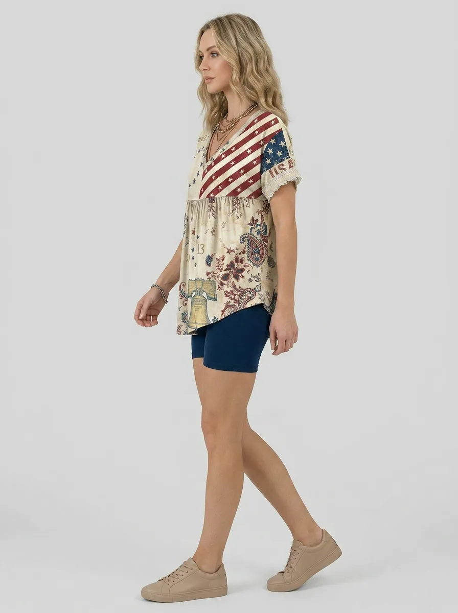 Women's USA Patriotic Liberty Bell 250th Anniversary Printed Set