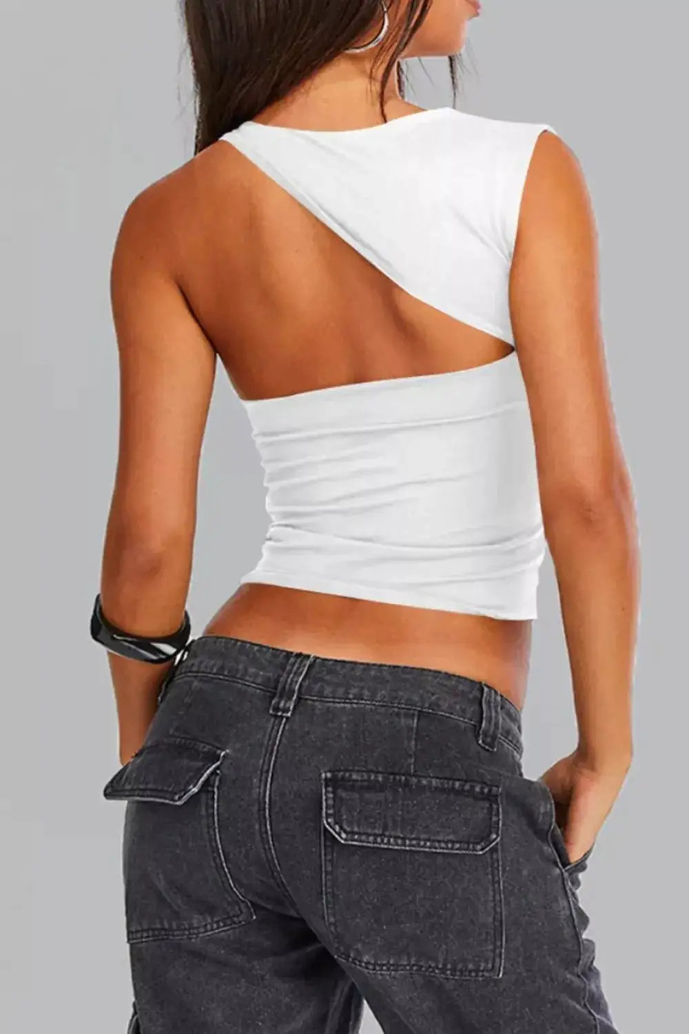 Asymmetrical Neckline Sleeveless Tank Top