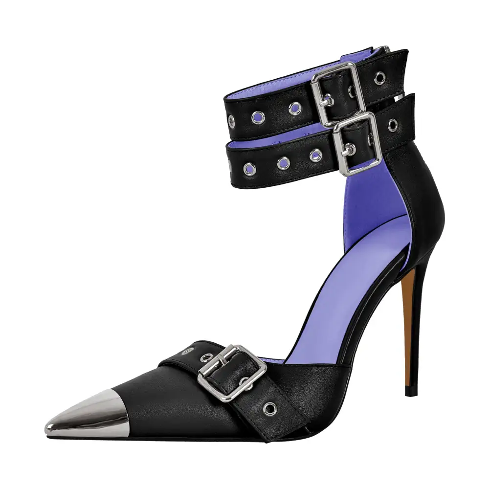 Modern Pointed Toe Stiletto Ankle Strap Pumps