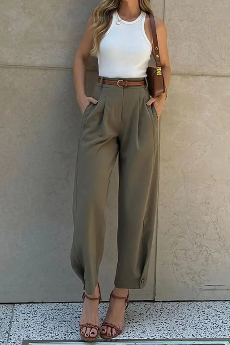 High-Waist Drawstring Loose Pants