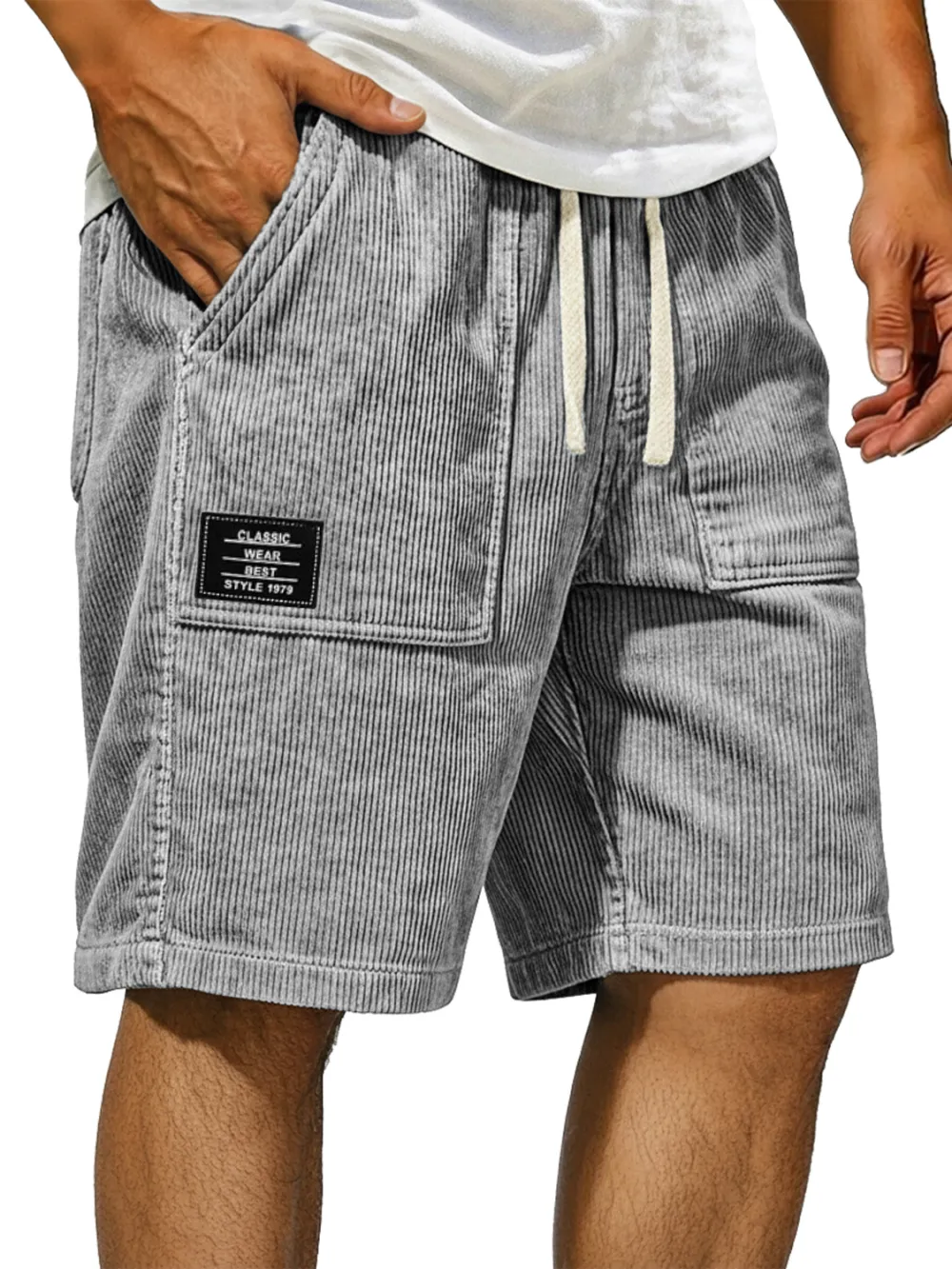 Corduroy Pocket Seamed Shorts