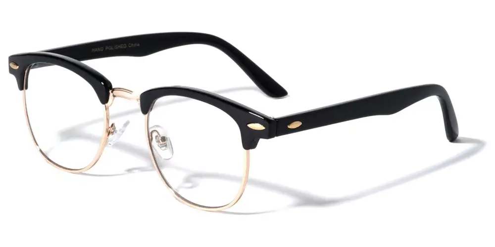 Clear-Lens Fashion Browline Sunglasses