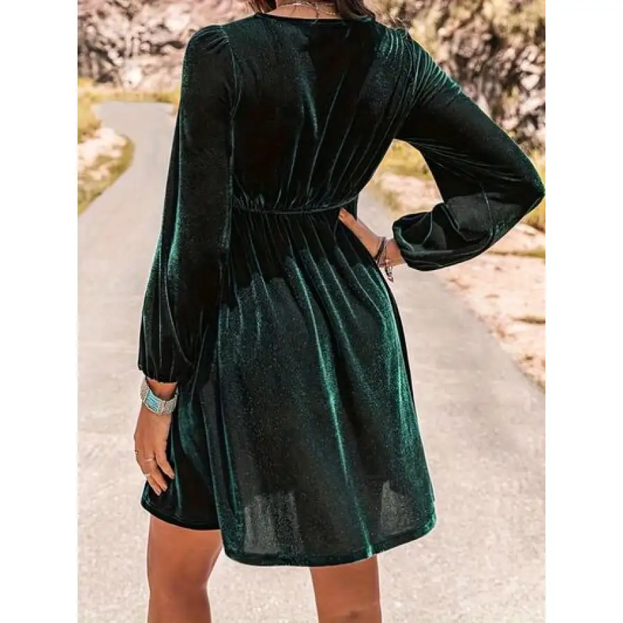 Square Neck Long Sleeve Mini Dress