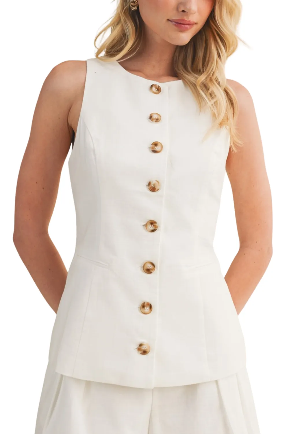 Button Tunic Sleeveless Tunic Shirt