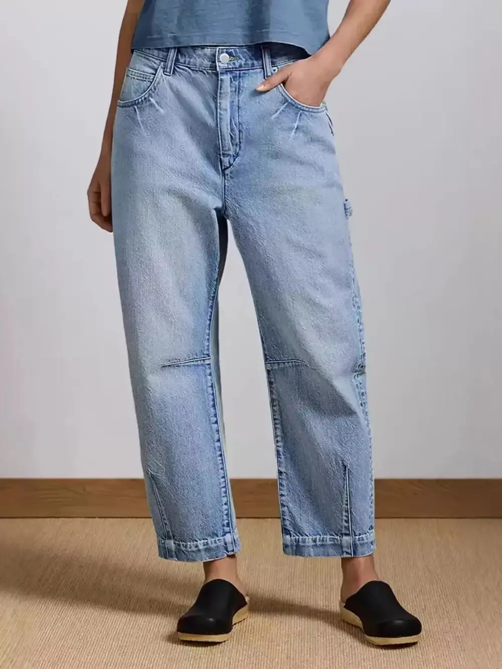 Women' Washed Wide Leg Jeans With Pockets