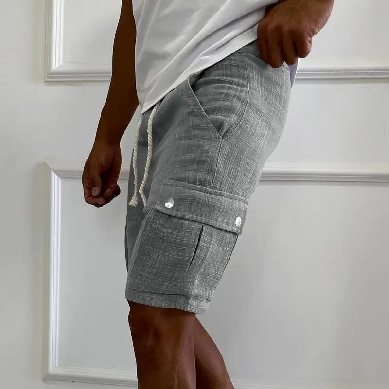 Men's Lightweight Woven Cargo Shorts with a Drawstring Waist for Casual Styling
