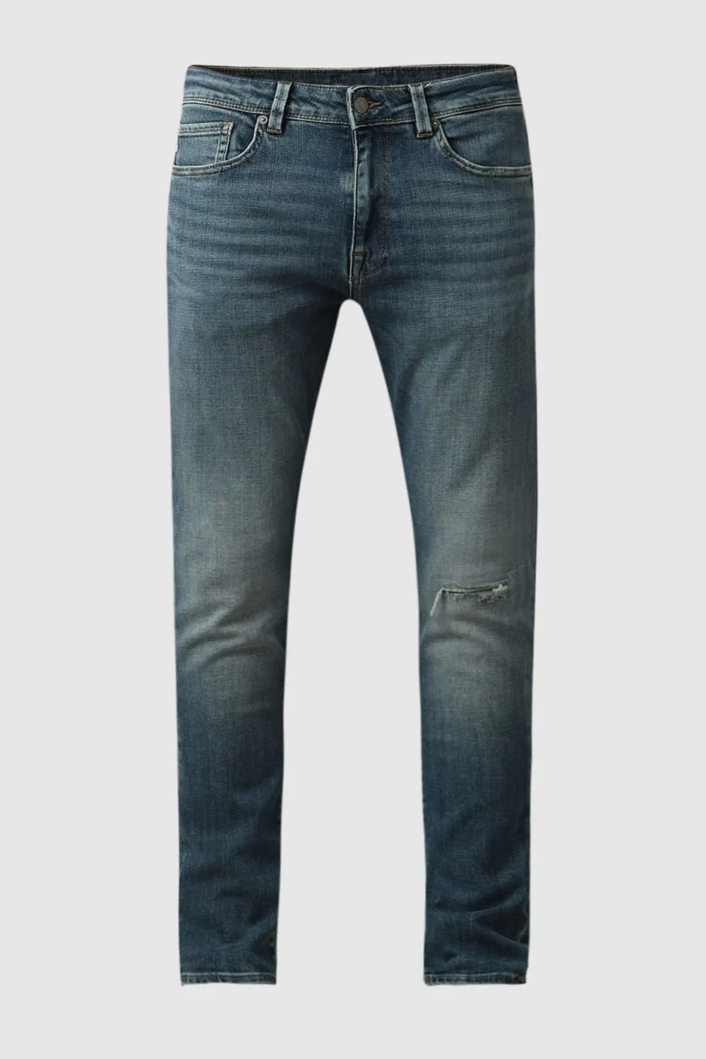 Blue Mid Rise Casual Slim Fit Jeans-wash bule