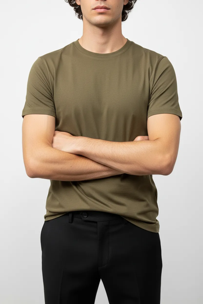 Polished Round Neck Cotton Essential T-Shirt