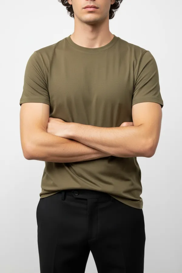Polished Round Neck Cotton Essential T-Shirt