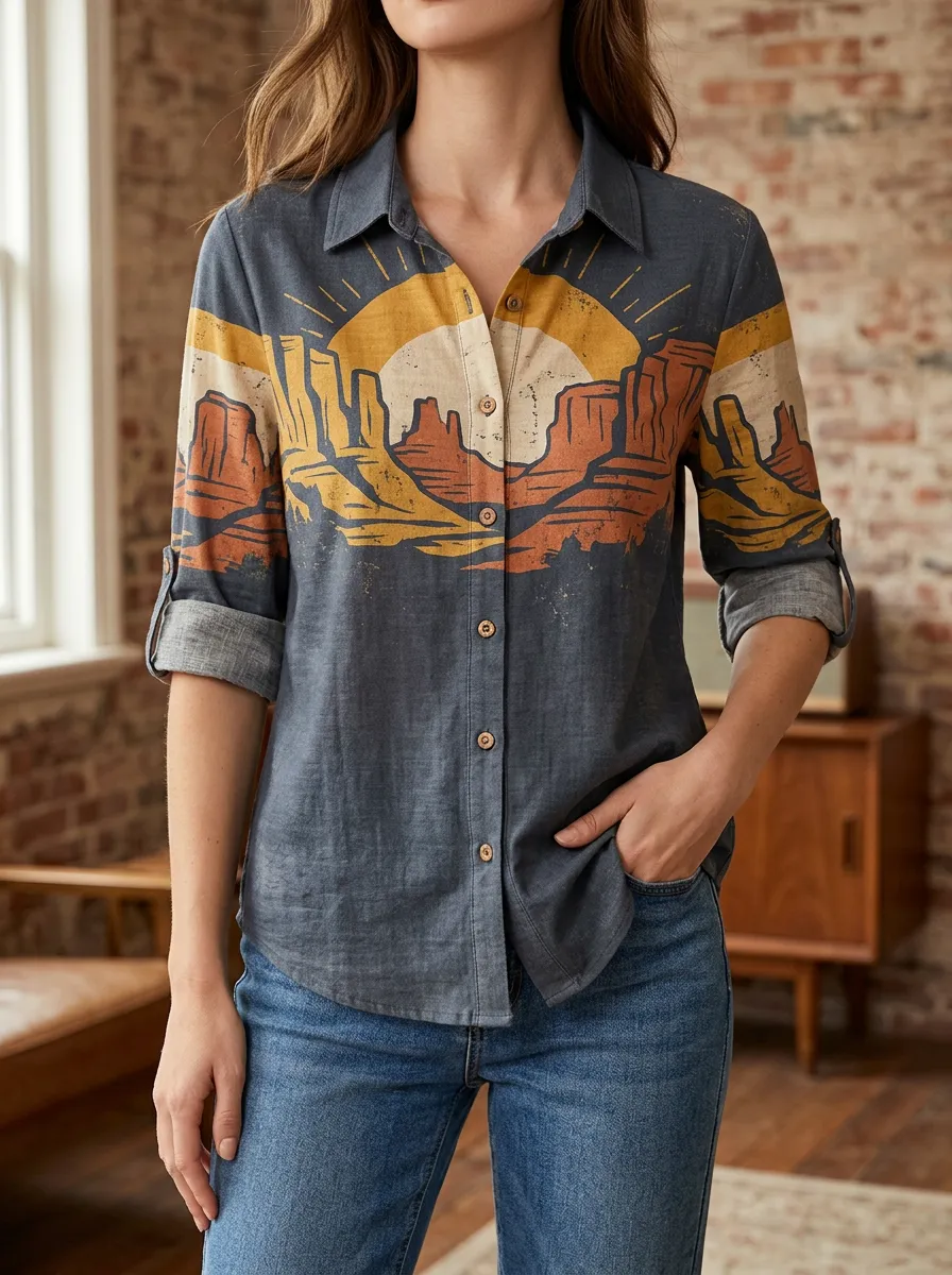 Women's Desert Landscape Sunset Landscape Shirt
